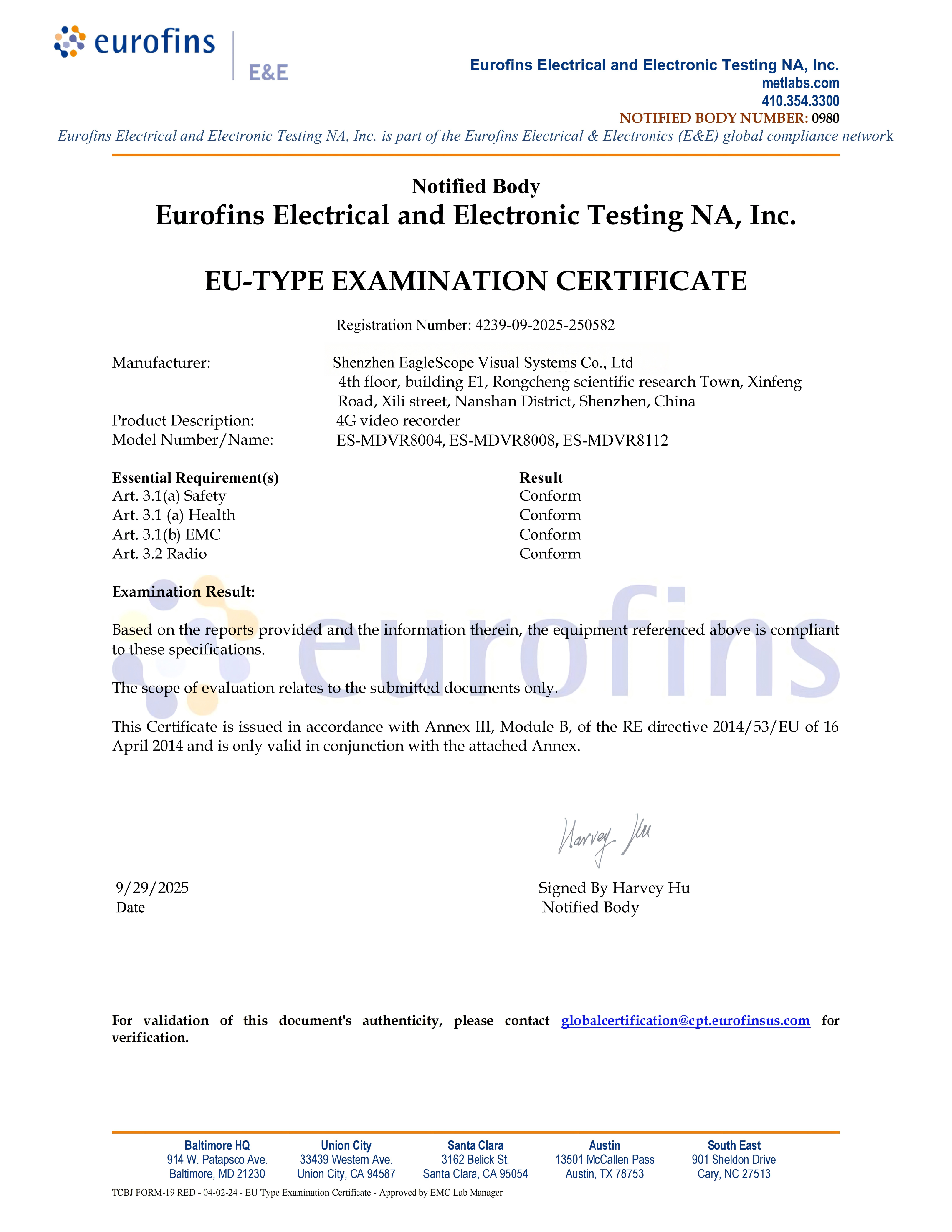 Certificado da UE emitido